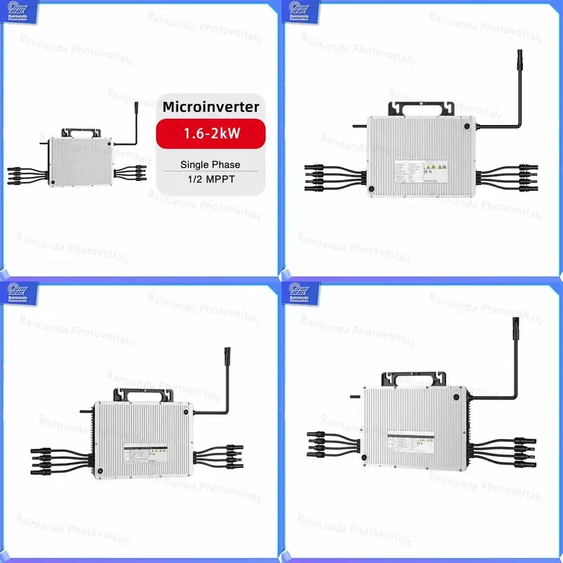 1.6kW 2kW Single Phase Micro Inverter 21.7% Efficiency PV Solar Power Converter Grid Tie Inverter for Residential Small