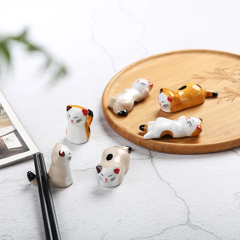 Creative Cute Cat Shape Chopsticks Holder, Chopstick Rack, Spoon Stand, Kitchen Tableware Tools, 2Pcs