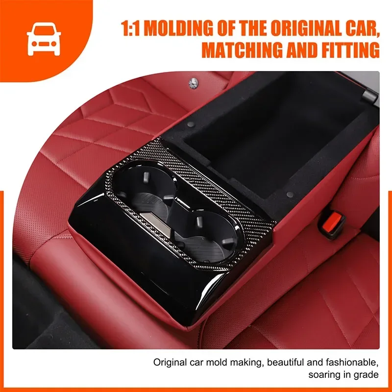 1 قطعة ألياف الكربون الناعمة لسيارات BMW 5 Series G60 2024 + حامل الكأس الخلفي للسيارة غطاء إطاري لوحة ملصق الكسوة اكسسوارات السيارات