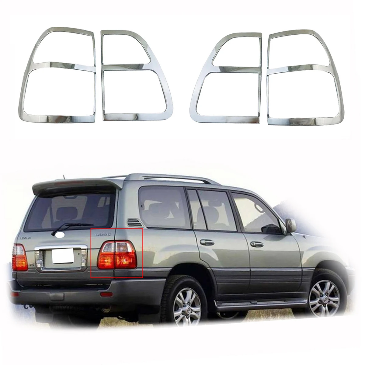 

New ABS Chrome Car Accessories Plated Tail Lamp Cover Trim Paste Style For LEXUS LX470 470 1998 1999 2000 2001 2002 2003