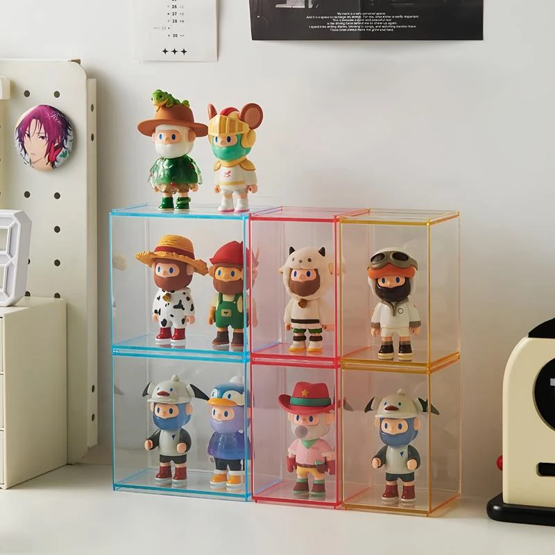 

Transparent Acrylic Stackable Storage Box for Toy, Colourful Acrylic Display Case for Action Figure, Dustproof Protection Boxes