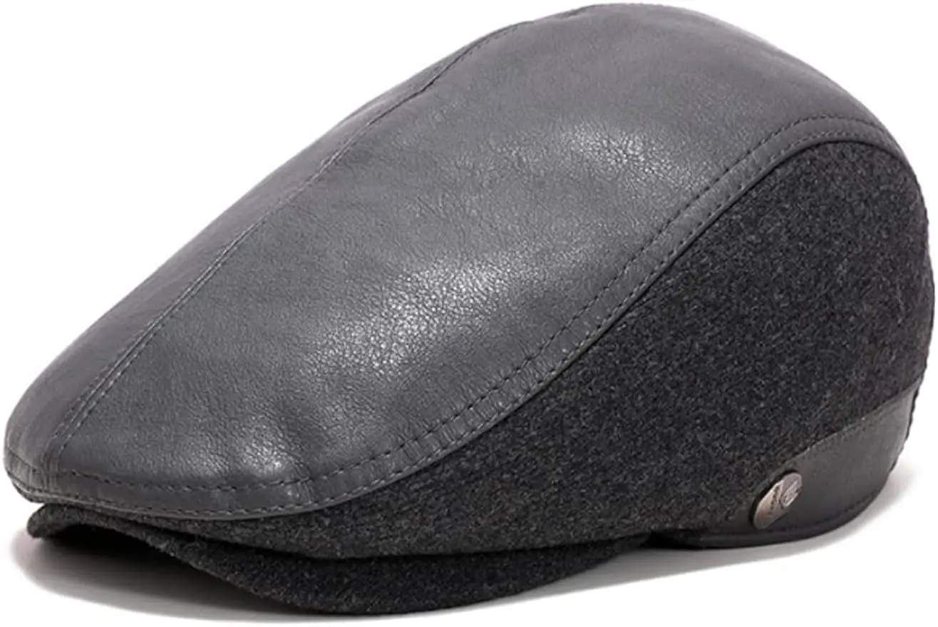 

Men's Leather Newsboy Cap with Earflaps Gatsby Ivy Golf Cabbie Hats