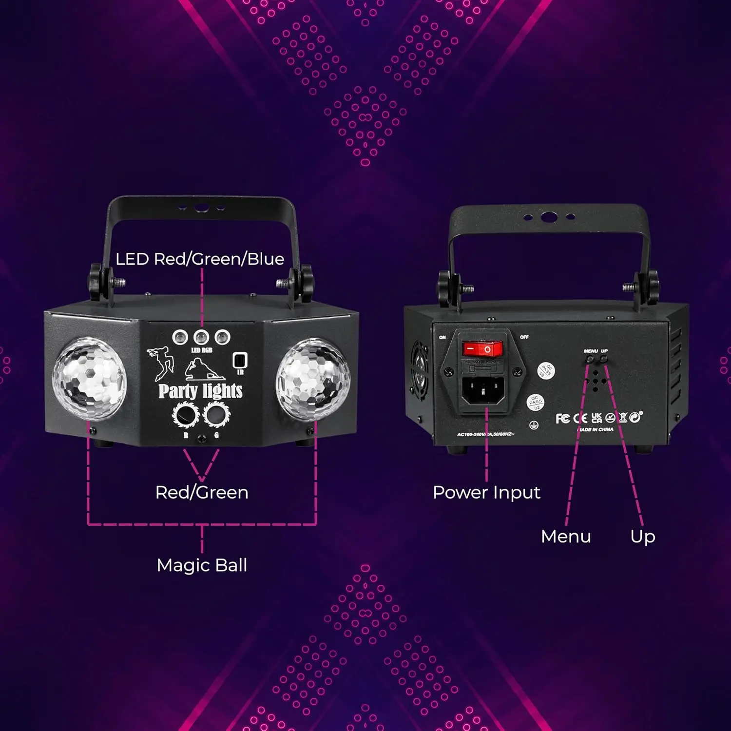 WZSTAR 2025 Latest Double Magic Disco Ball Sound Activated Laser LED Night Club Outdoor Decor Christmas Light