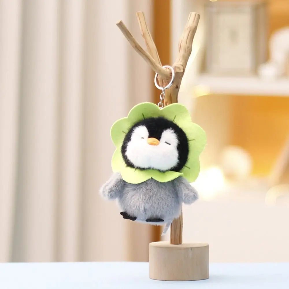 Fashion 12cm Plush Penguin Pendant Flower Cartoon Plush Dolls Bag Hanging Leaf Penguin Keychain Four Seasons Cross Dressing