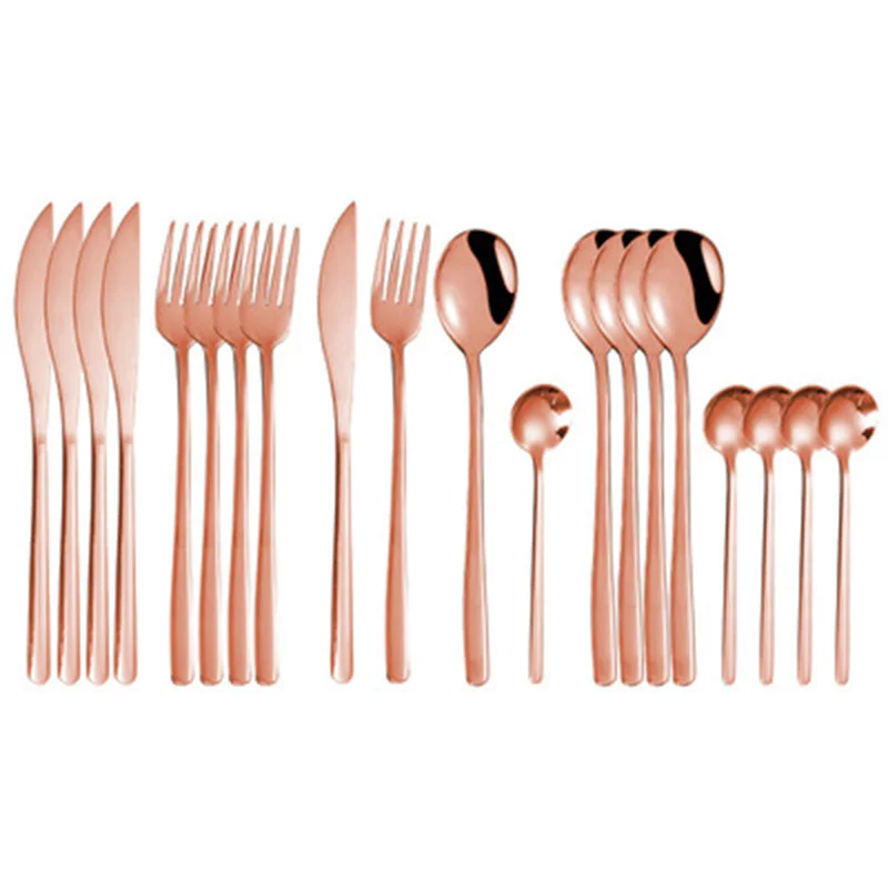 

High-end Cutlery Tableware Knife Fork and Spoon 20pcs Gold Tableware Cutlery Dinner Set Covered Golden Stainless Steel