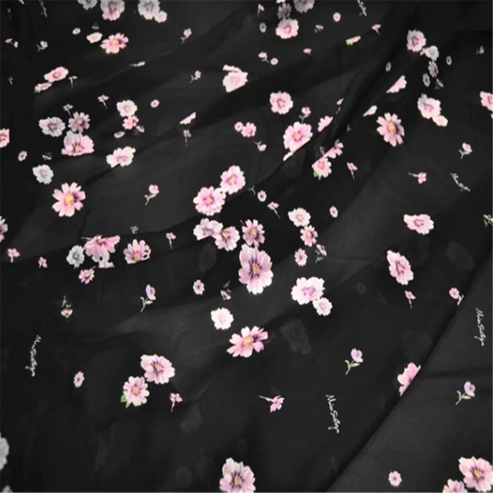 Natural Comfortable Small Flower Printed Silk Cotton Fabric Breathable for Wife Elegant Summer Dress