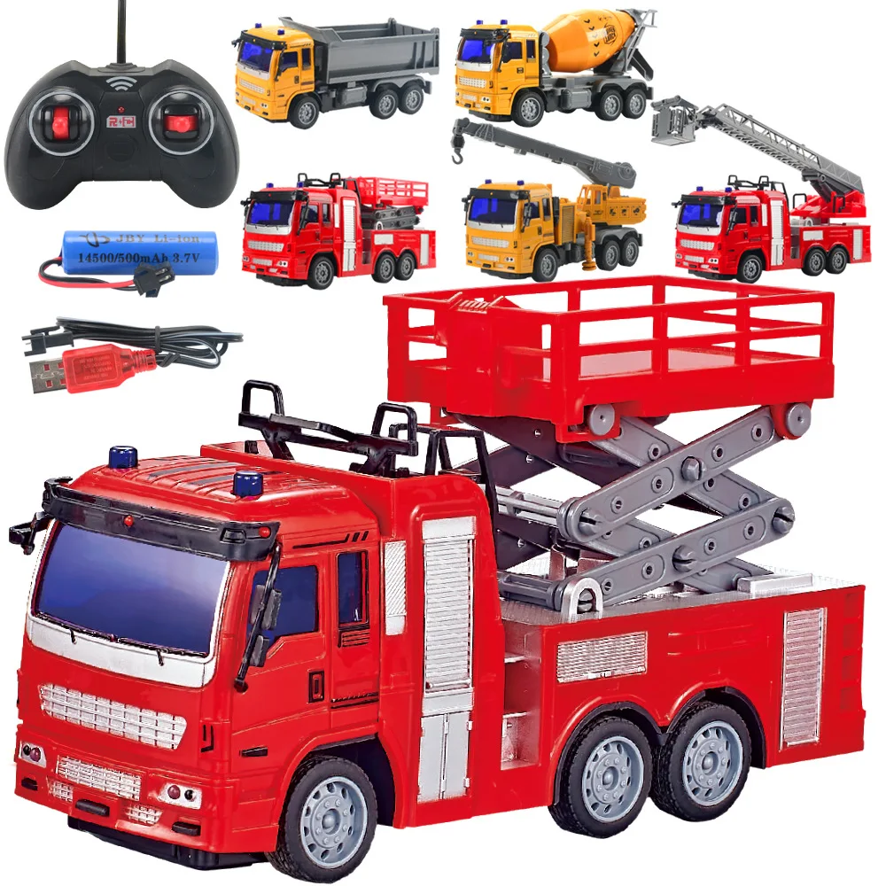 

RC Engineering Truck Mini Remote Control Bulldozer Mixing Crane Water Spouting Fire Truck Remote Dump Car Excavator Model Toy