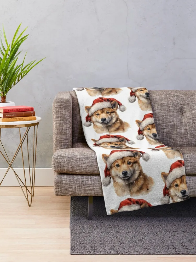 Santa Cat and Dog Christmas Funny Animal Lover Xmas T-Shirt 16 Throw Blanket blankets and throws Flannel Thins Blankets