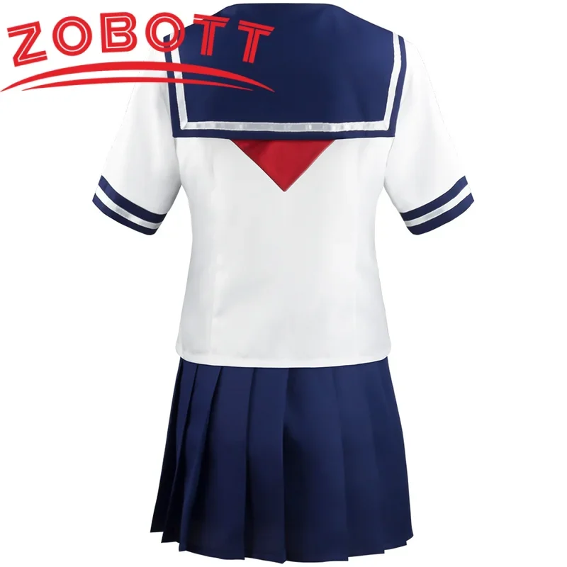 Halloween Party Girl's Navy Blue Sailor Skirt Pantyhose Loli Black Leather Shoes Yandere Simulator Ayano Aishi Cosplay Costume