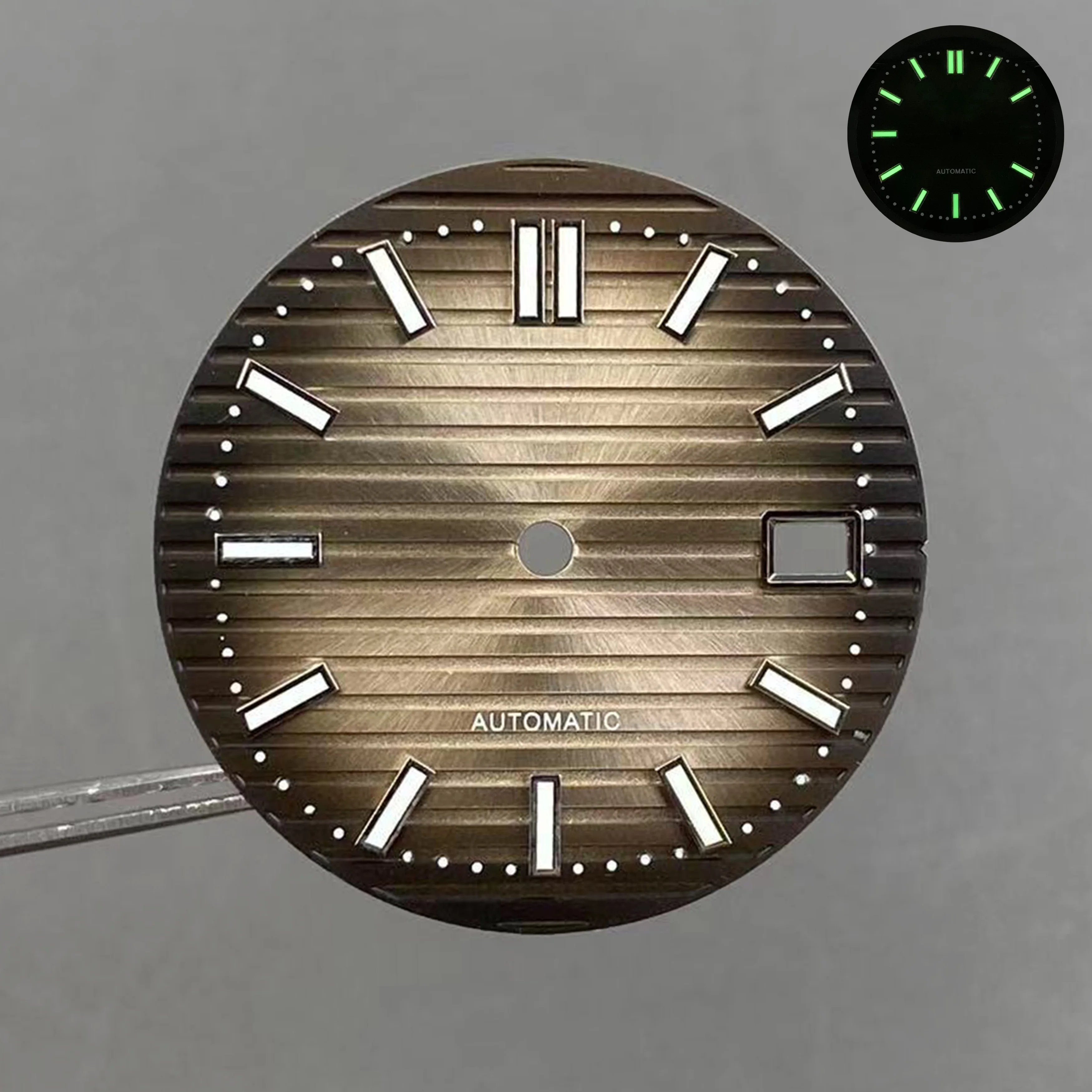 عالية الجودة 30.5 مللي متر NH38 الطلب ل نوتيلوس نمط ساعة الطلب الأخضر مضيئة الهاتفي مناسبة لملحقات الحركة NH35/36/38