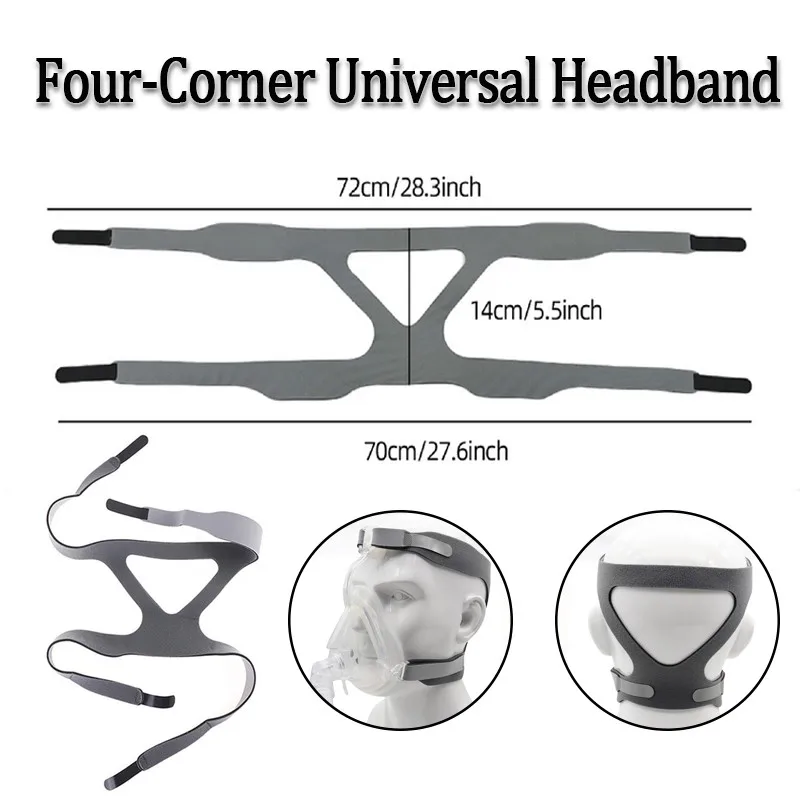 Ventilator Headband Universal Four-Corner Fixed Strap Suitable for CPAP Oronasal Mask Replacement Headband