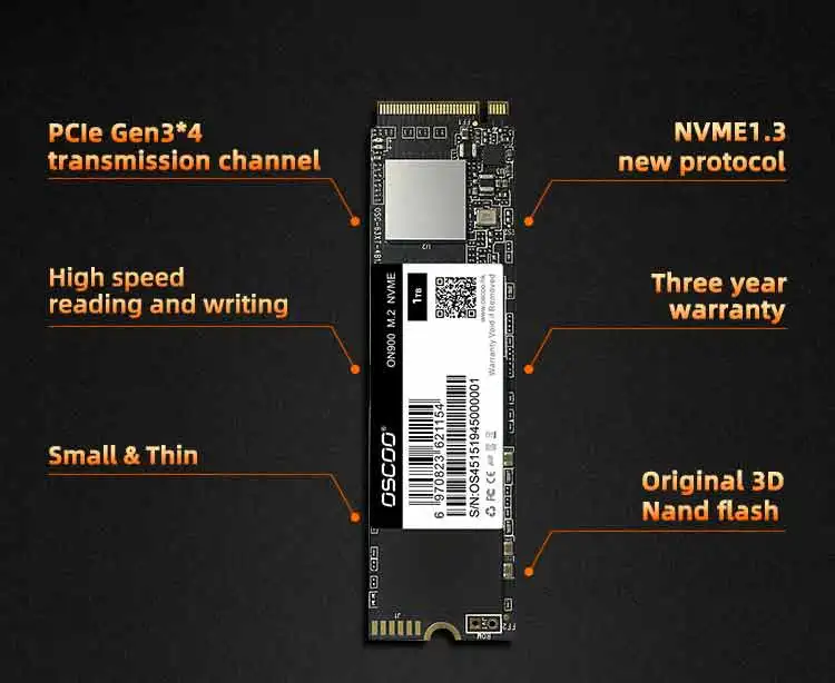 Oscoo Nvme M.2 2280 Solid State Drive 512Gb 256Gb 1Tb Ssd Pcie3.0 2100 Mb/s Harde Schijf 2280 Voor Laptop Desktop