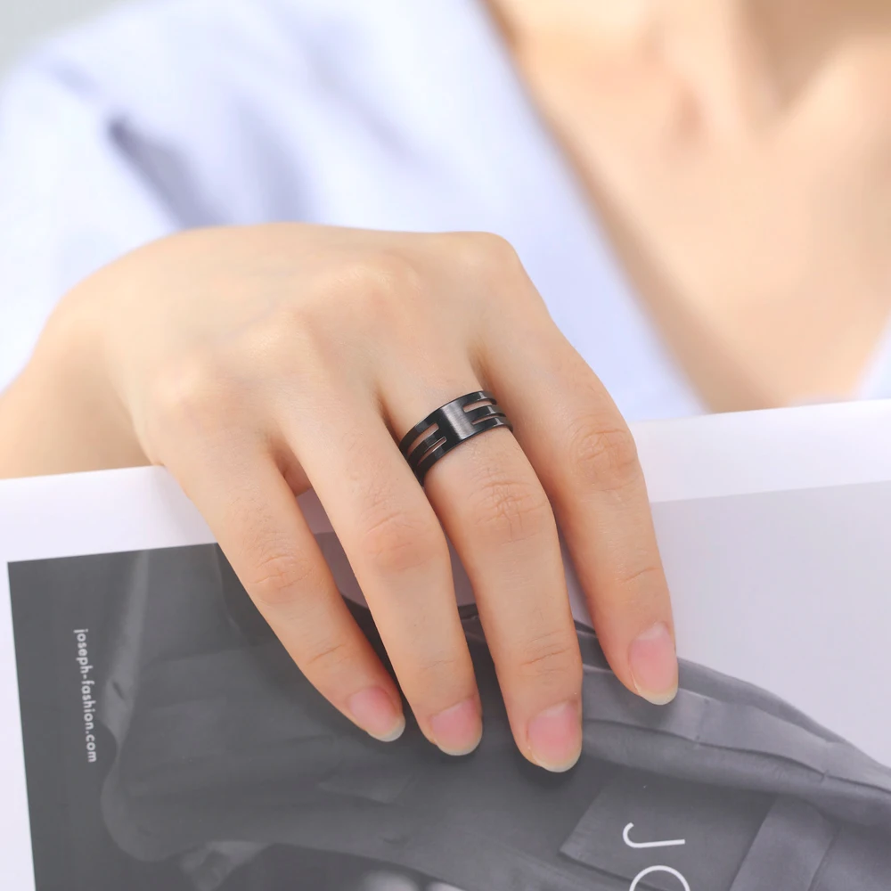 COOLTIME Einfache Mode Ring Edelstahl Casual Paar Ringe Hochzeit Schmuck Jahrestag Geschenk Großhandel anillos hombre – Detail 20