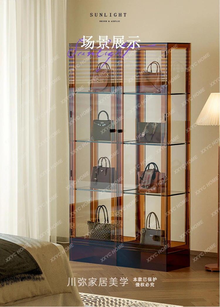 

LLight luxury acrylic living room display cabinet Household light luxury figure cabinet Living room with door display cabinet