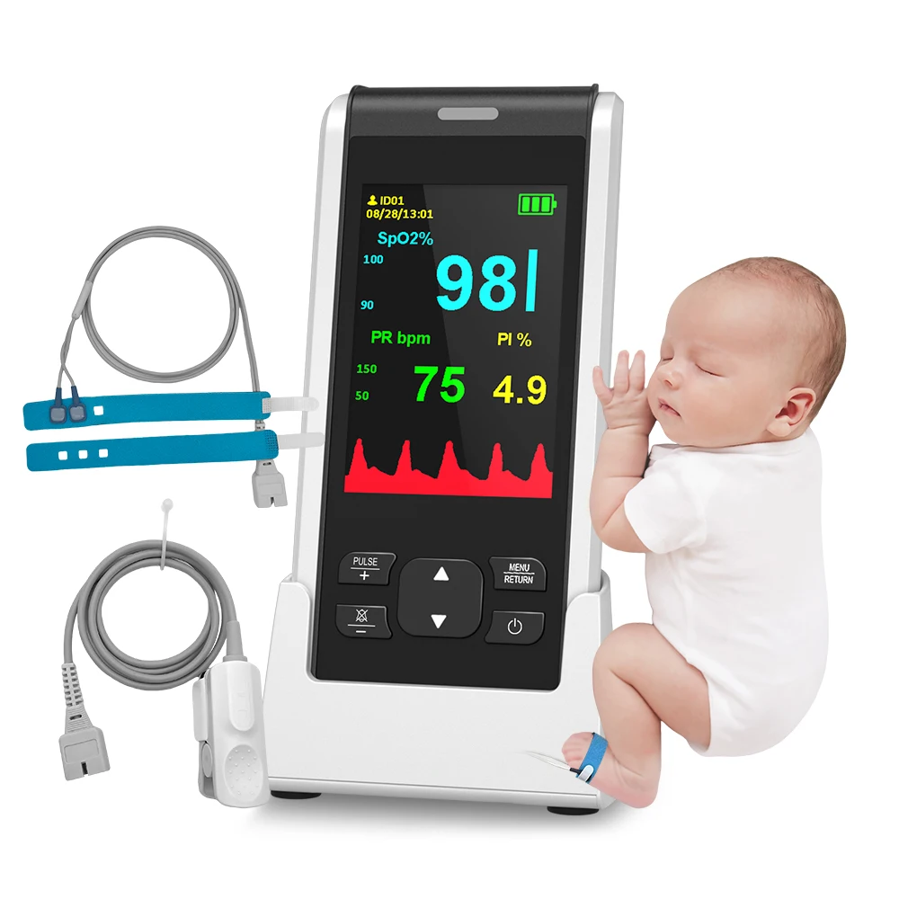 HealthTree Medical Handheld Pulse Oximeter Bluetooth APP Control Oximetry Blood Oxygen Heart Rate Monitor Child Adult Neonatal