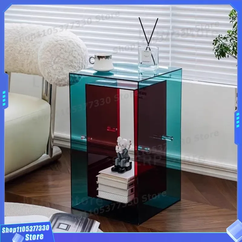 Modern Transparent Acrylic Coffee Table Light Luxury Small Side Table for Living Room Sofa Ins Style Storage Cabinet