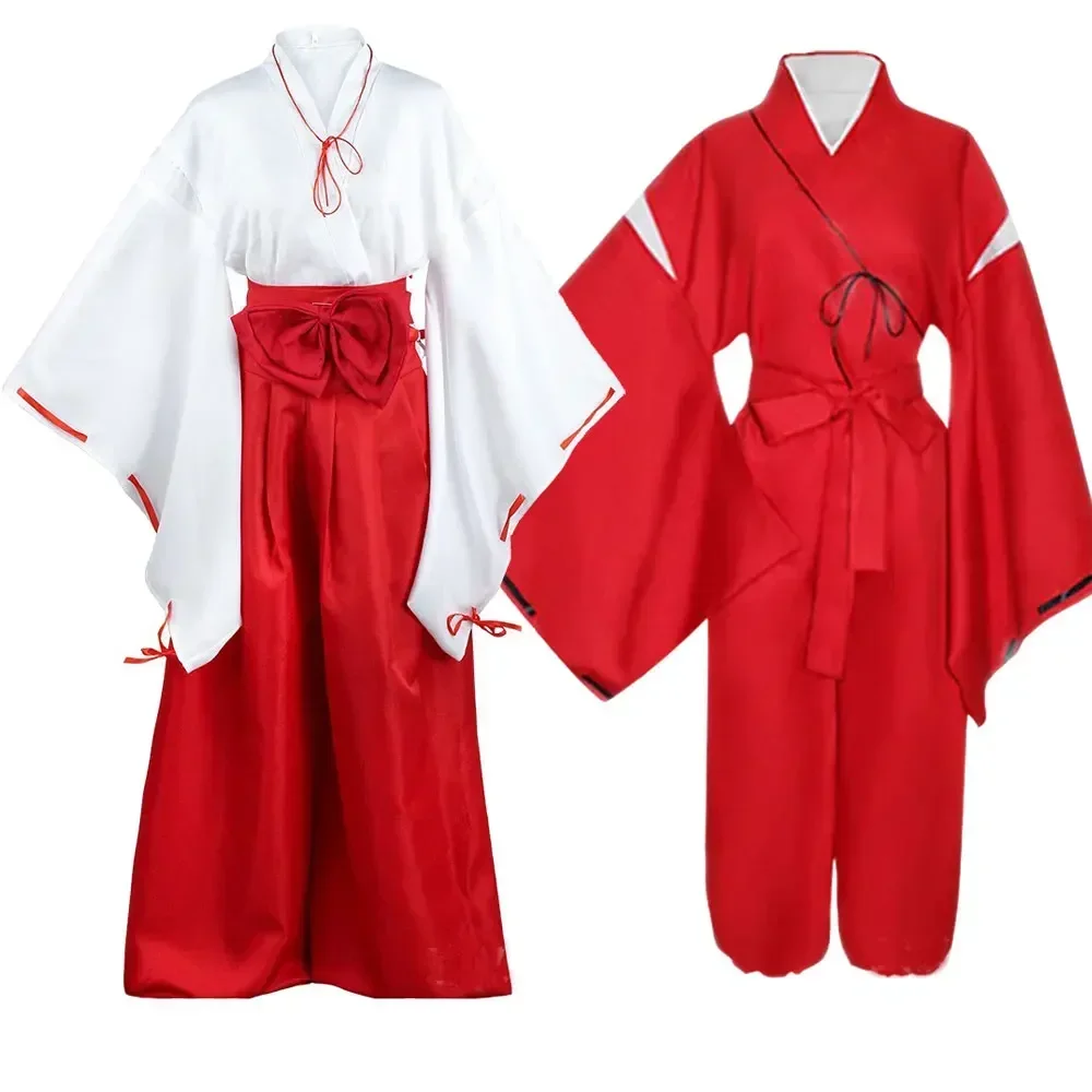 Anime Girls Boys Cosplay Inuyasha Kikyo Kimono Costumes Sets Halloween Carnival Dress Up Outfits Party Disfraz Uniform
