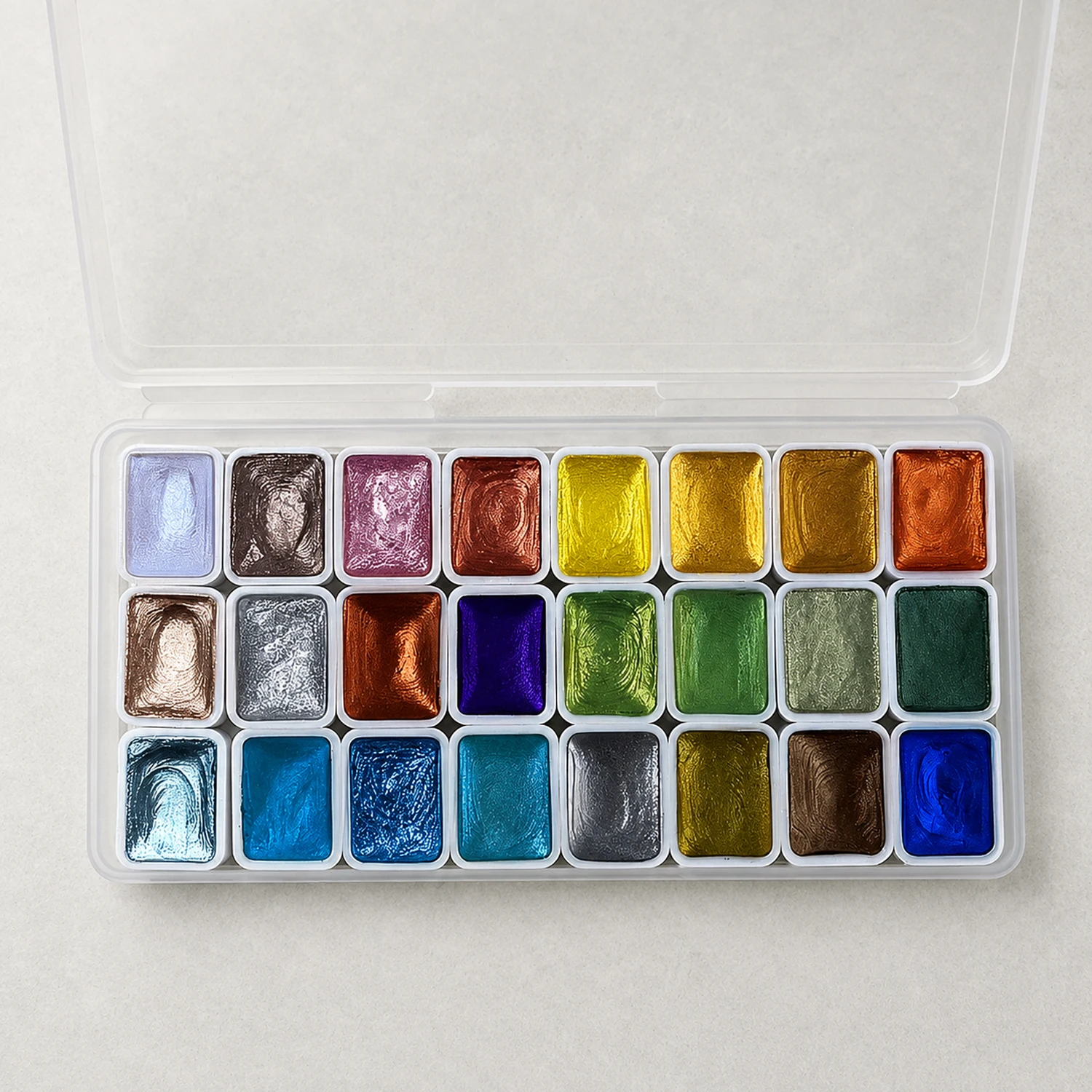 Ensemble de peinture à l'eau solide nacrée 24 couleurs, pigments métalliques chatoyants pour la peinture, artisanat DIY, fournitures artistiques, fabrication de cartes faites à la main