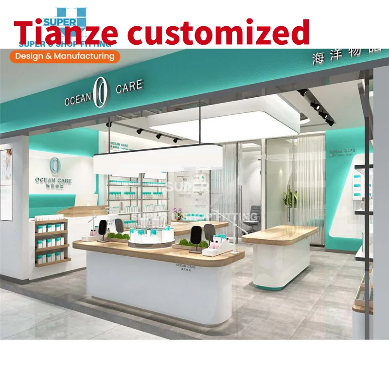 (customized)Custom Cosmetic Display Retail Interior Store Design Shop Decoration Skin Care Display Furniture Cosmetic Shop Decor