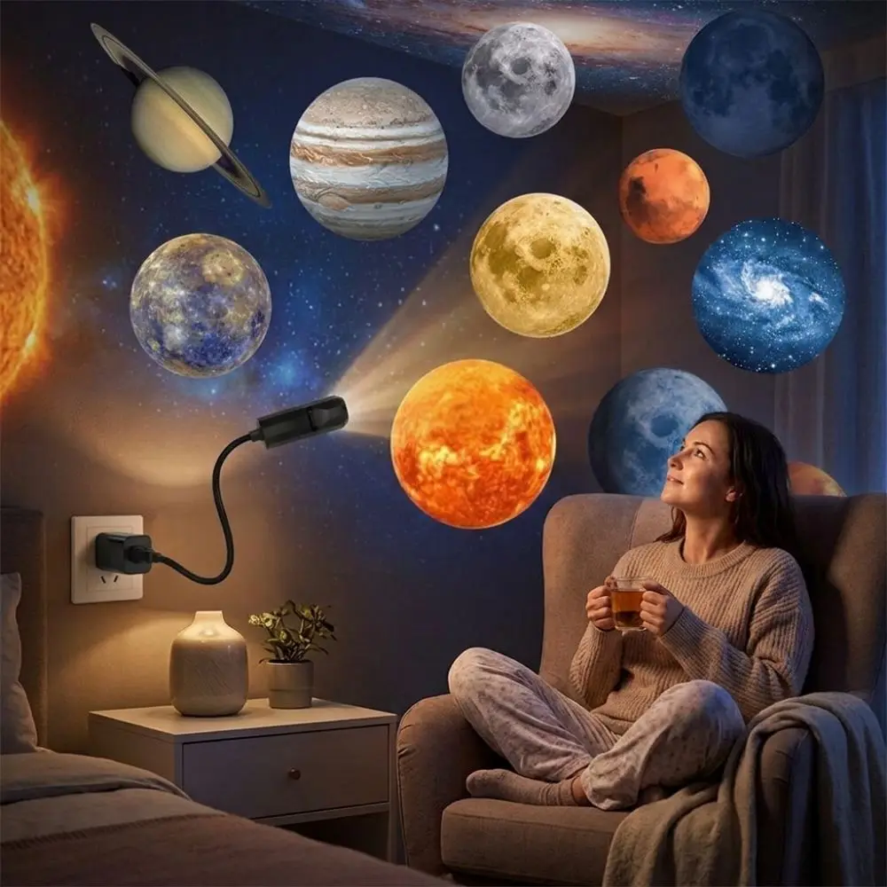360° Rotatable USB Planet Projector Light Flexible Hose Rotatable Lens Star Galaxy LED Projector Romantic Novelty