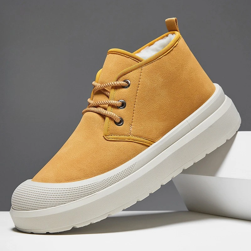 

Winter Men's Fashionable Simple Snow Boots Warm Non Slip Cotton Boots Thick Sole Increased Height Comfortable Short Boots