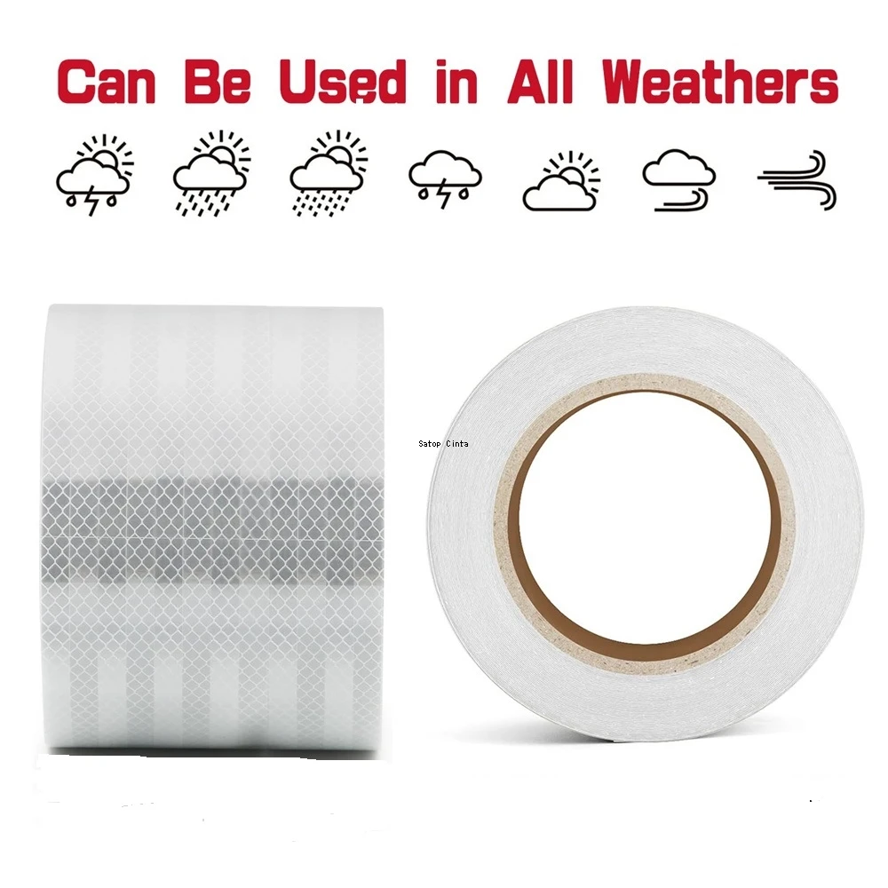 10cm*5M High Reflection PET Micro Prismatic Self Adhesive Reflectors Tapes Waterproof White Reflective Stickers For Trucks Trail