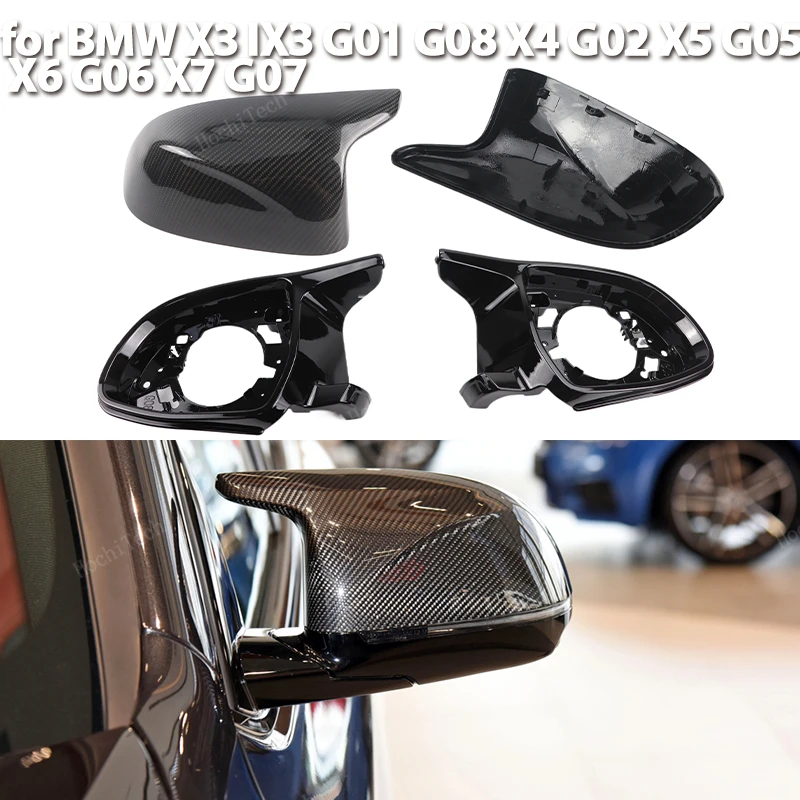 

4pcs M Look Rearview Mirror Cover Cap Real Carbon Fiber Replacement for BMW X3 IX3 G01 G08, X4 G02, X5 G05, X6 G06, X7 G07