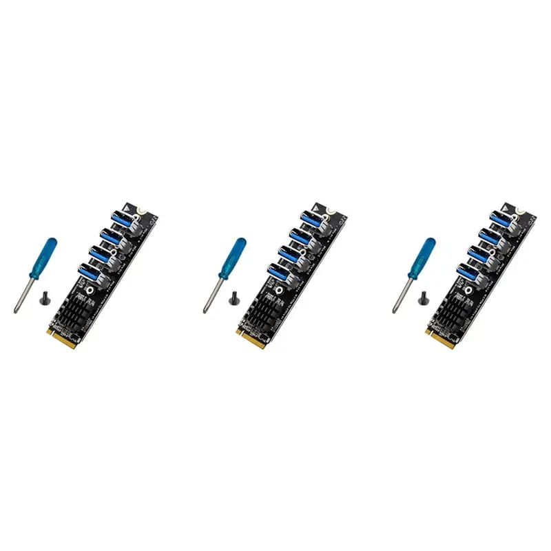 Ingenious-3X M.2 M-Key Pcie Expansion Cards M.2 To Pci-E X1 4 Port USB3.0 Graphics Card Expansion Adapter ASM1184E M.2 Adapter