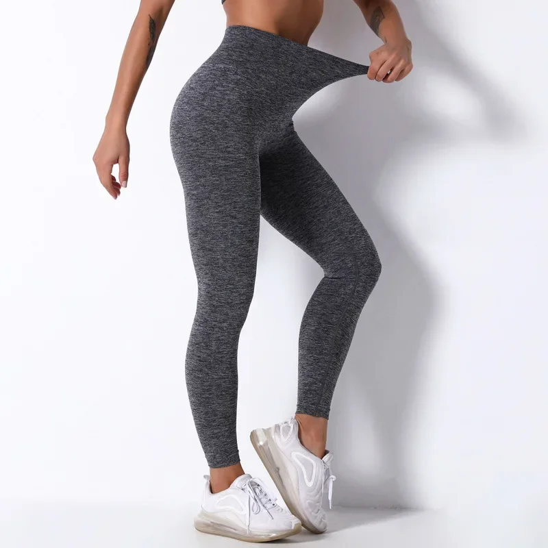 Leggings sin costuras para mujer, mallas deportivas de cintura alta para gimnasio, pantalones de Yoga con realce, transpirables