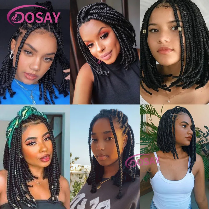 Kurze Bob Braid Perücken mit Babyhaar volle Spitze geflochtene Perücken knoten lose Twist geflochtene Perücken für schwarze Frauen synthetische Perücke 10-12 Zoll