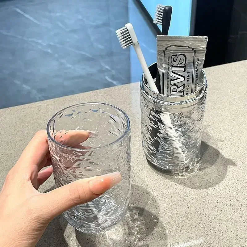 1pcs Plastic Mouthwash Toothbrush Cup With Handle Home Bathroom Tumblers Portable Mug Transparent Toothbrush Holder