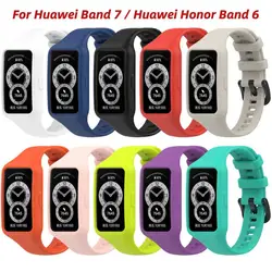 Correa de silicona suave para Huawei Band 7 / Honor Band 6, pulsera de repuesto colorida para reloj inteligente Huawei Watch 7