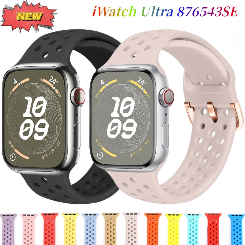 

Silicone Band For Apple Watch Ultra 49mm 10 9 8 7 46mm 45mm 42mm 41mm 44mm 40mm Sports Bracelet Belt iWatch 6 5 4 SE Accessories