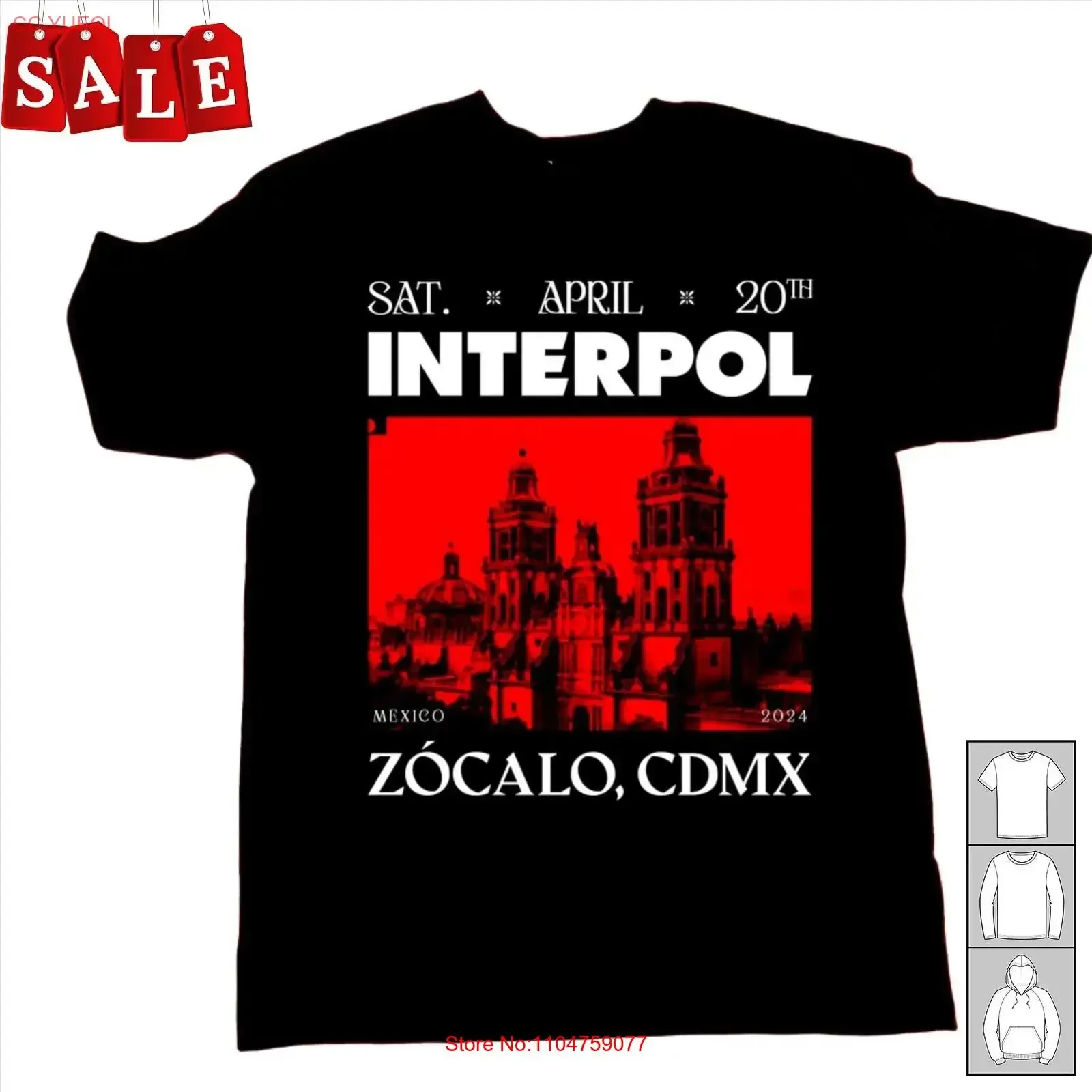 Camiseta Hot Interpol México Zócalo CDMX para Fans, Tallas S-5XL, JJ594, Estilo Vintage Lavado, Ligeramente Gráfico, para Uso Diario