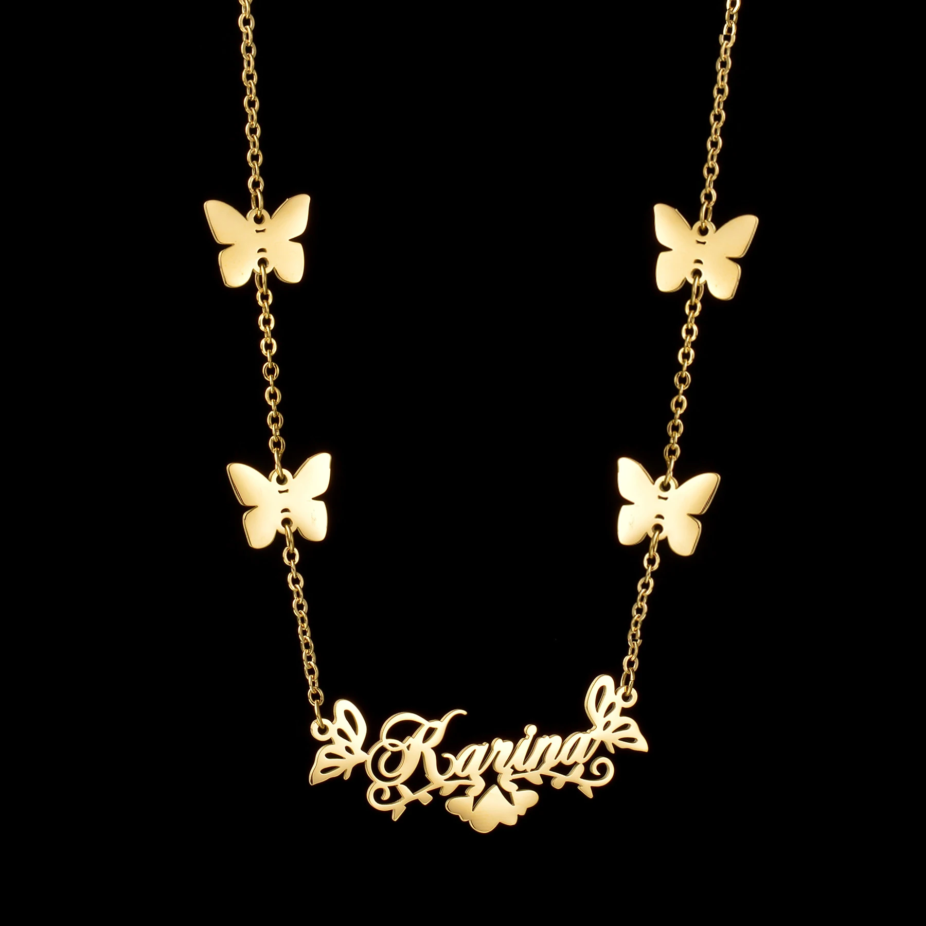 

Acheerup Personalized Name Butterfly Necklace for Women Stainless Steel Pendant Customized Letter Choker Birthday Jewelry Gift