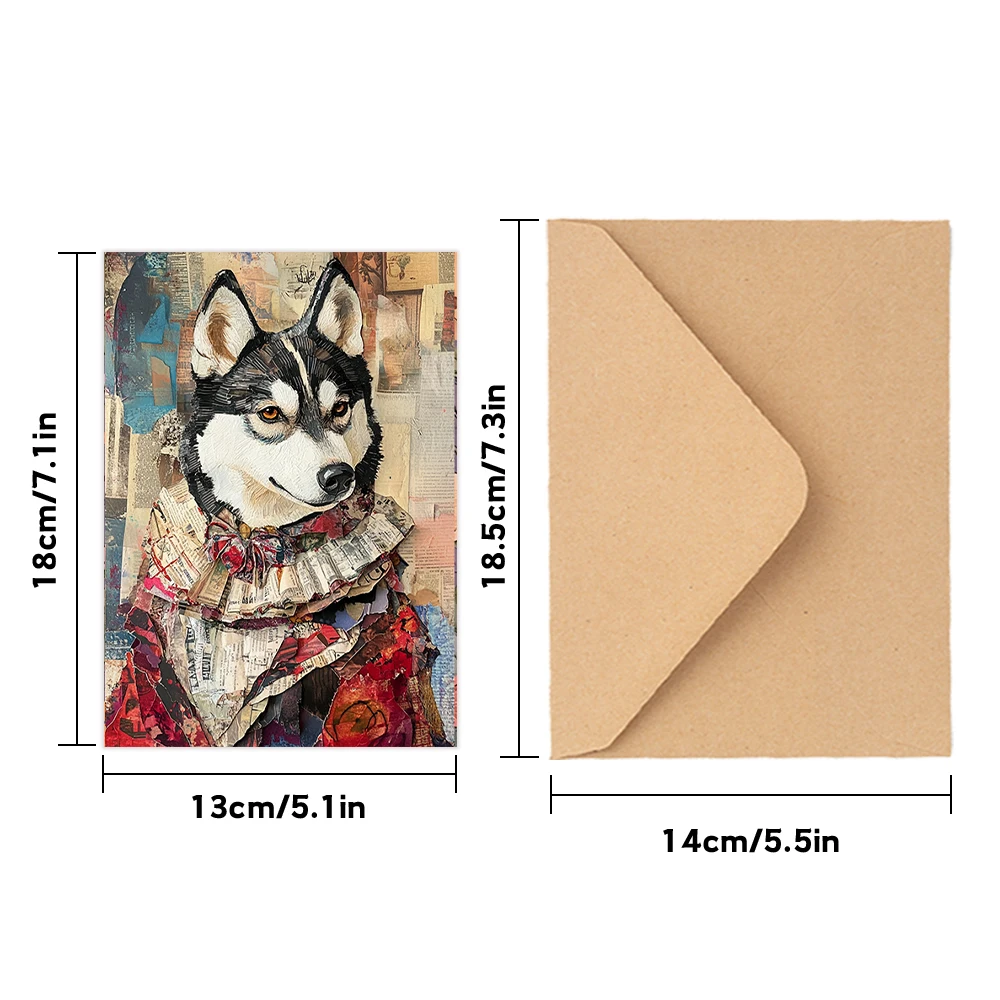 مجموعة بطاقات تهنئة للكلاب الأليفة مكونة من 24 قطعة مع مظاريف، وبطاقات دعوة DIY، ومتعة متعددة الوظائف، ومناسبة لأي شخص، ونمط مرقع