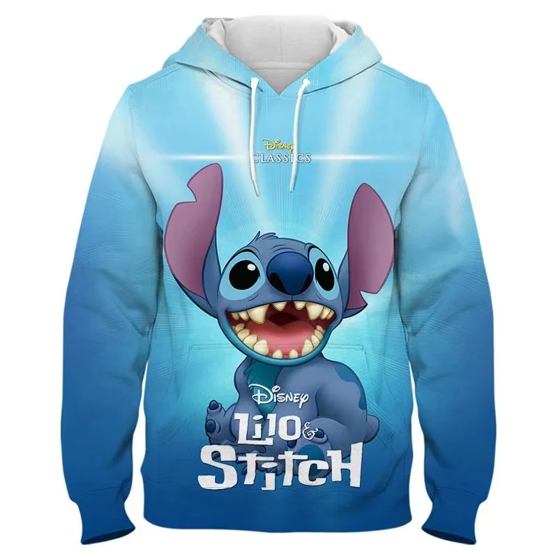 2024 New Disney Co-branded Stitch Cute Cartoon Printed Sweatshirt Spring and Autumn Thin Jacket Hooded Sweatshirt Trendy