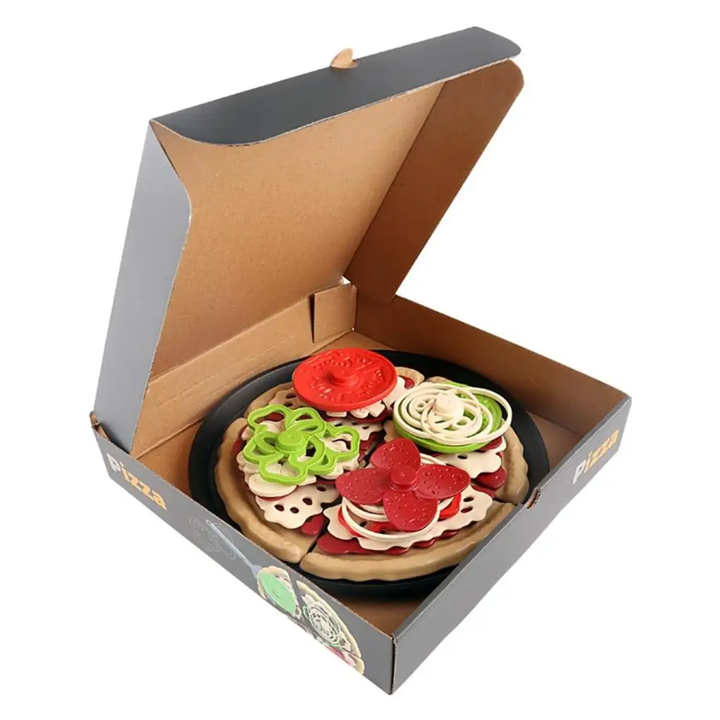 Simulation Pizza Toy Early Learning High-strength Wear-Resistant Fake Pastry Plastic Food Toys Set School Kids Christmas gift