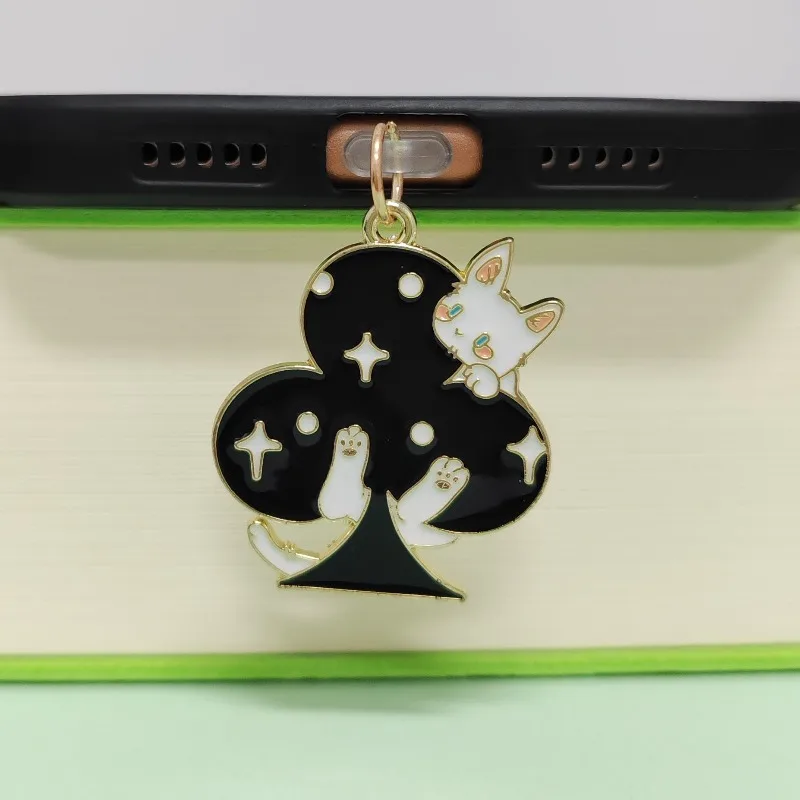 Lindo tapón antipolvo de estilo coreano Kawaii Spades Cat enchufe de puerto de carga de teléfono para iPhone tipo C tapón de protección contra el polvo regalo para Amiga
