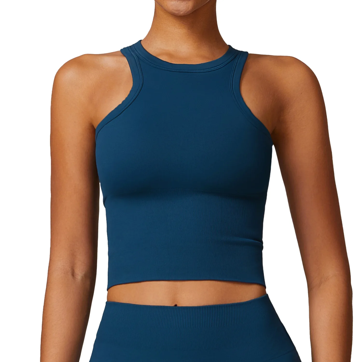 

Maxdutti Seamless Tight Fitting I-shaped Beautiful Back Yoga Vest One-piece Belly Covering Sports Top Yoga Suit For Women