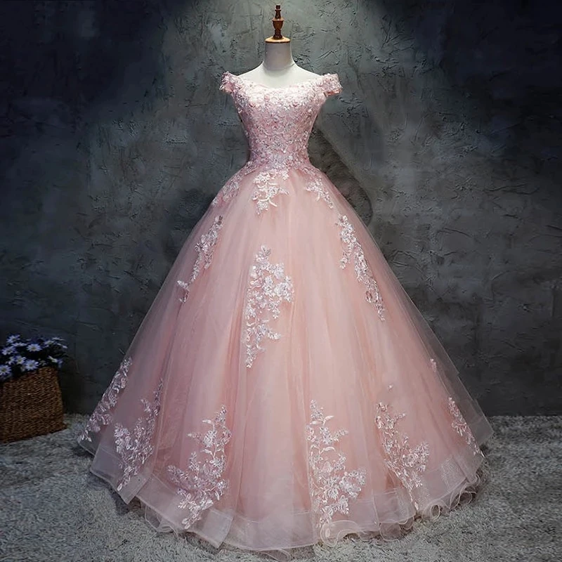 Angelsbriep fora do ombro vestido de baile quinceanera vestidos para 15 festa de alta qualidade apliques tule cinderela aniversário mais tamanho