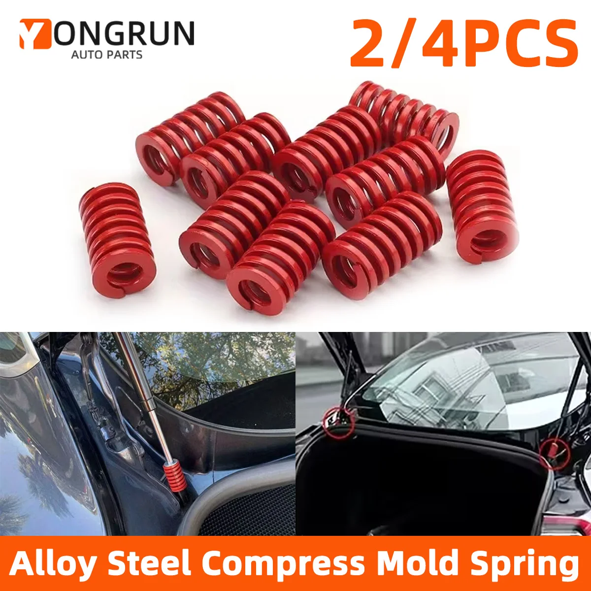 

YONGRUN 2/4PCS Support Rod Spring Red Hydraulic Lifting Support Rod Spring Car Trunk Tailgate Spring Support Lifting Rod Tool