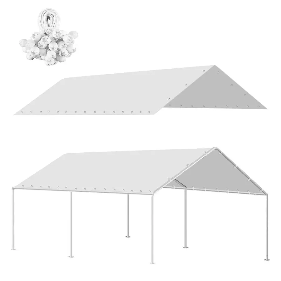 

Сменный тент для навеса для автомобиля, сверхпрочный водонепроницаемый чехол-укрытие для гаража, навес для автомобиля с эластичными шнурами, настраиваемый по размеру