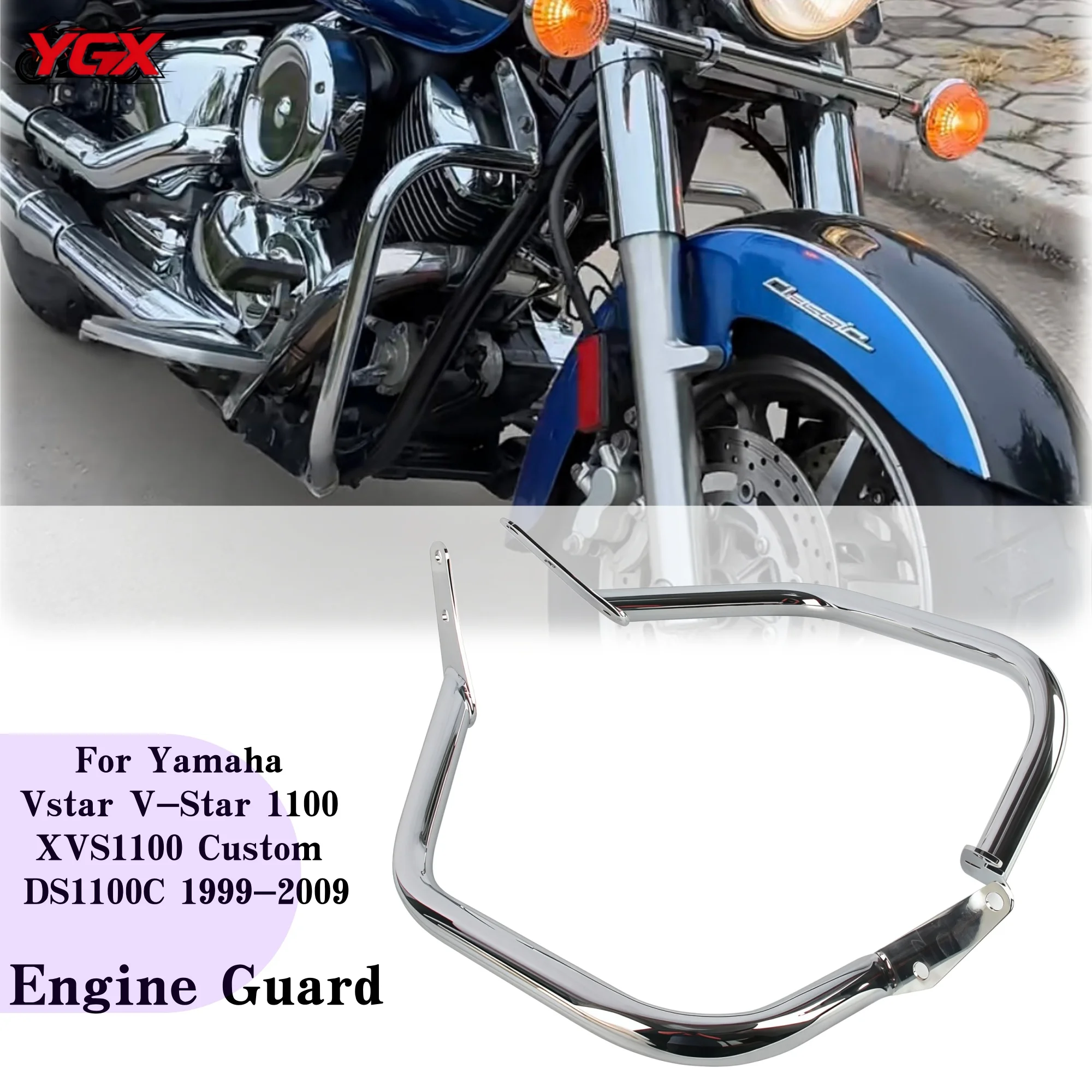 

Motorcycle Bumper Frame Crash Bar Engine Guard Side Tank Protector For Yamaha Vstar V-Star 1100 XVS1100 Custom DS1100S 1999-2009