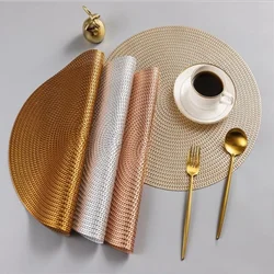 1pc Round Placemats Restaurant leaf PVC Hollow Meal Pads Anti-hot Dining Table Wheat Ears Mats Set Weave Pattern Tablemat
