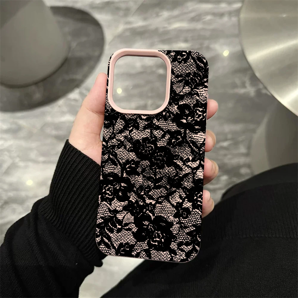 Spitzenrosen-Handyhülle für iPhone 17 16 15 14 13 12 Pro Max 16 15 14 Plus 17 16 15 14 13 12 11 Pro 17Air XR Silikon-Matt-Cover – Detail 7