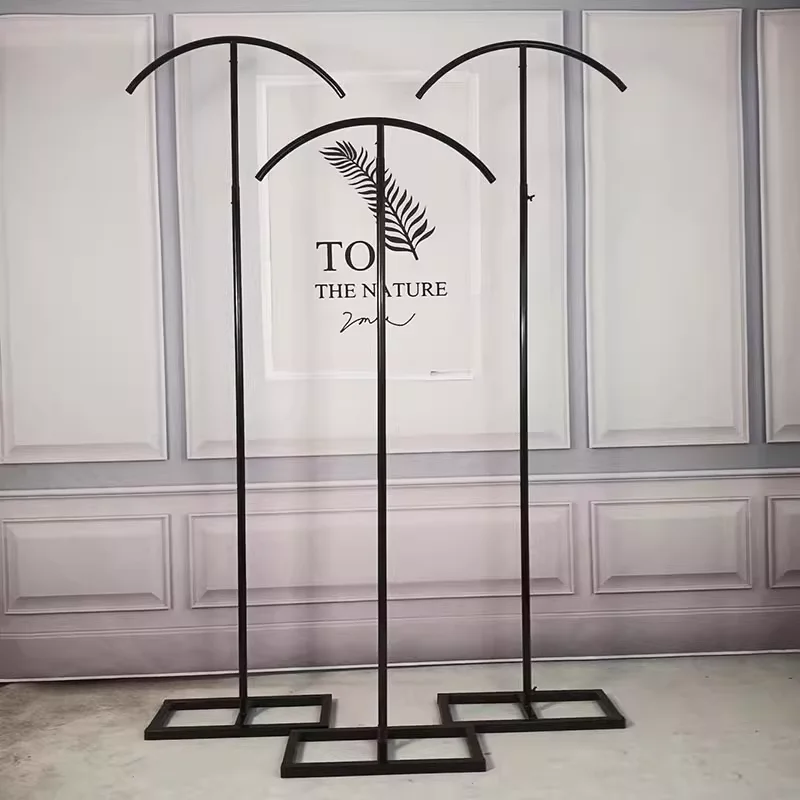 

10pcs Crystal Backdrops Wedding Props, Iron Curved Stand, Pearl Pieces Chains, Thread Curtains, Decorative Road Guide Stage