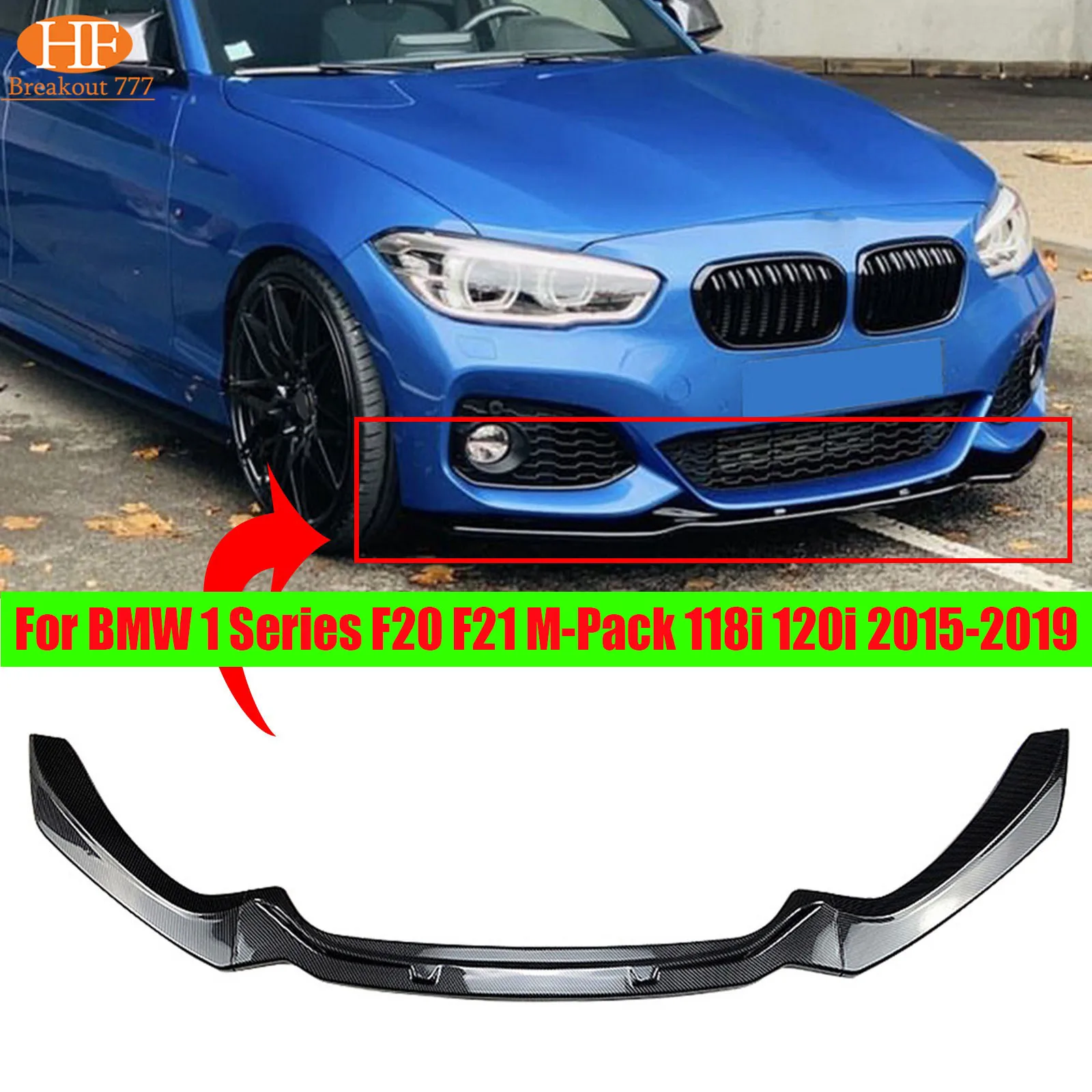 

Front Bumper Lip Spoiler Splitter Diffuser Trim BodyKit Accessories Glossy BlackFor BMW 1 Series F20 F21 M-Pack 118i 120i 15-19