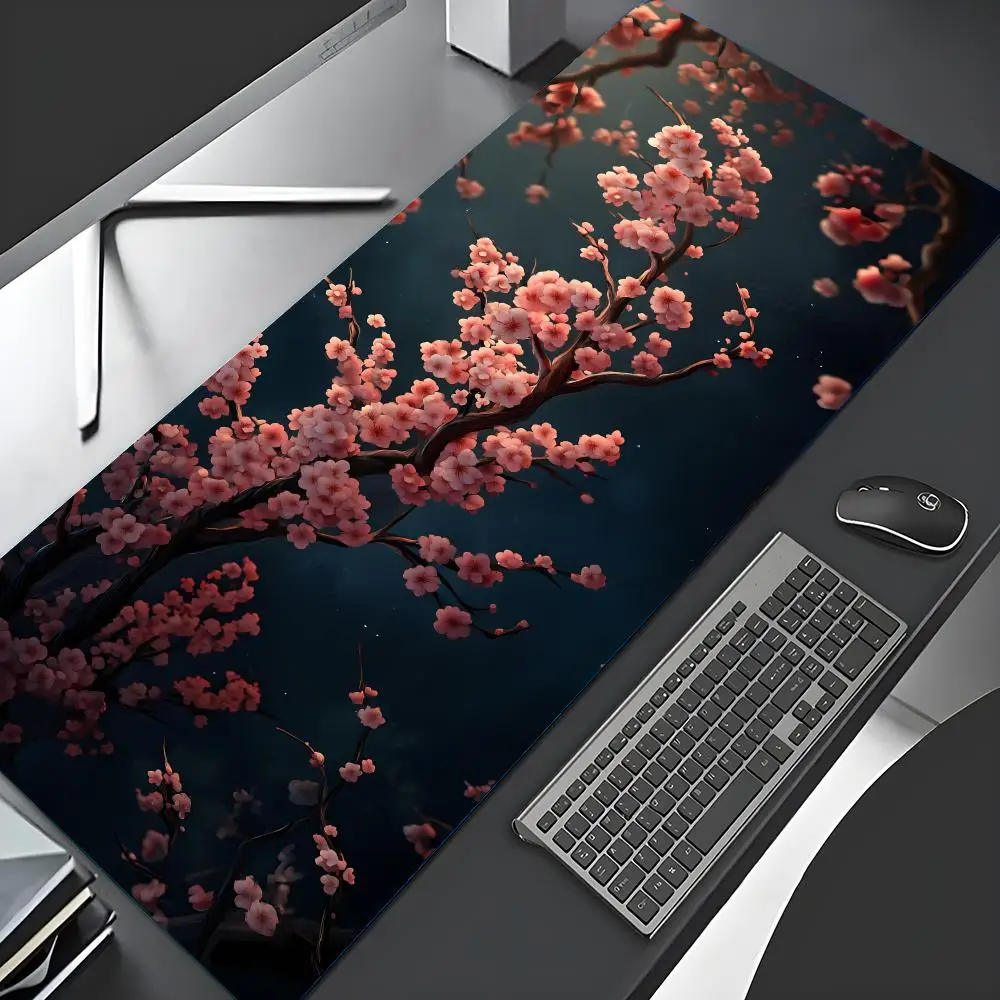 Japanese cherry blossoms Mouse Pad Hot Computer Office Game Table Mats Rubber Anti-slip Laptop Keyboard Mousepads Long Desk Pads