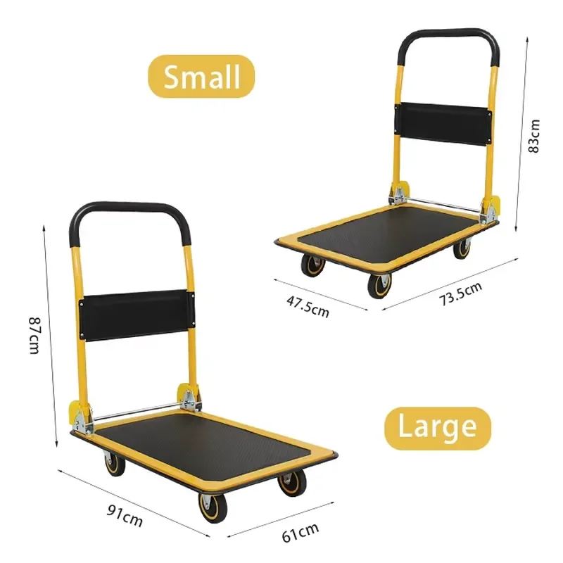 Folding Steel Trolley with Silent Wheels for Office Home Use Portable Hand Cart for Documents Parcels Groceries Lightweight